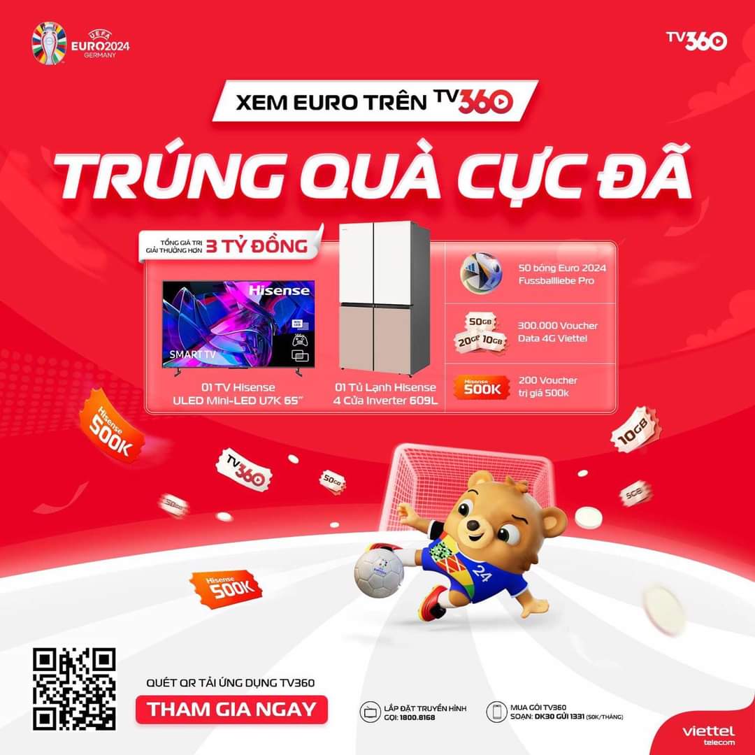 Xem Euro trên TV360 trúng quà cực đã