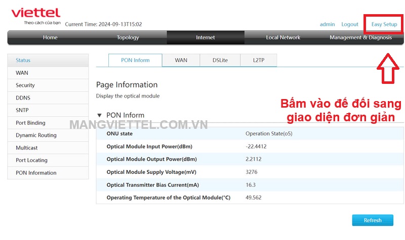 Bật wifi 5ghz modem Viettel