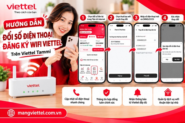 Đổi số điện thoại đăng ký wifi Viettel trên Tammi